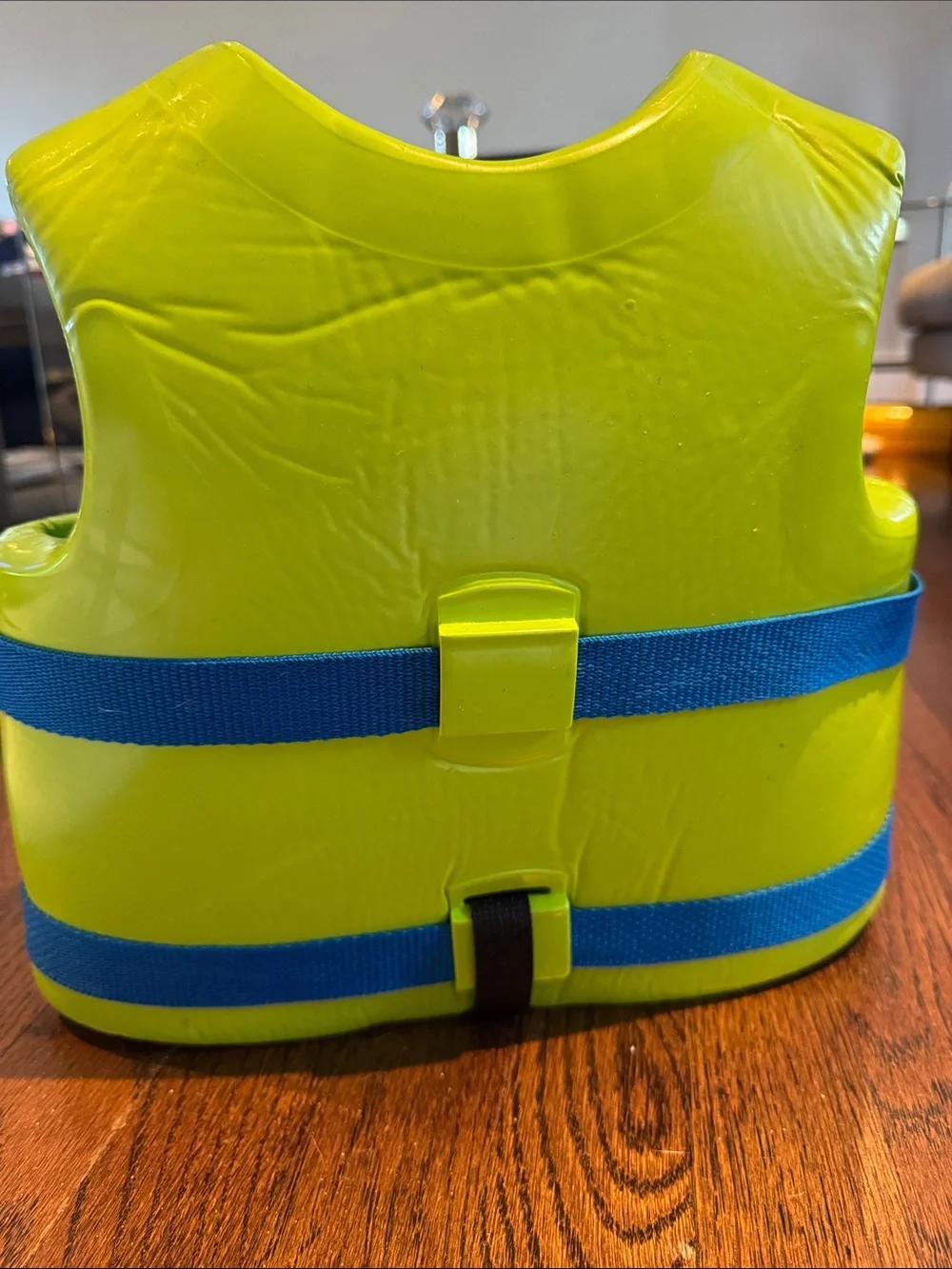 Swim Vest in Neon Green with Blue Straps
